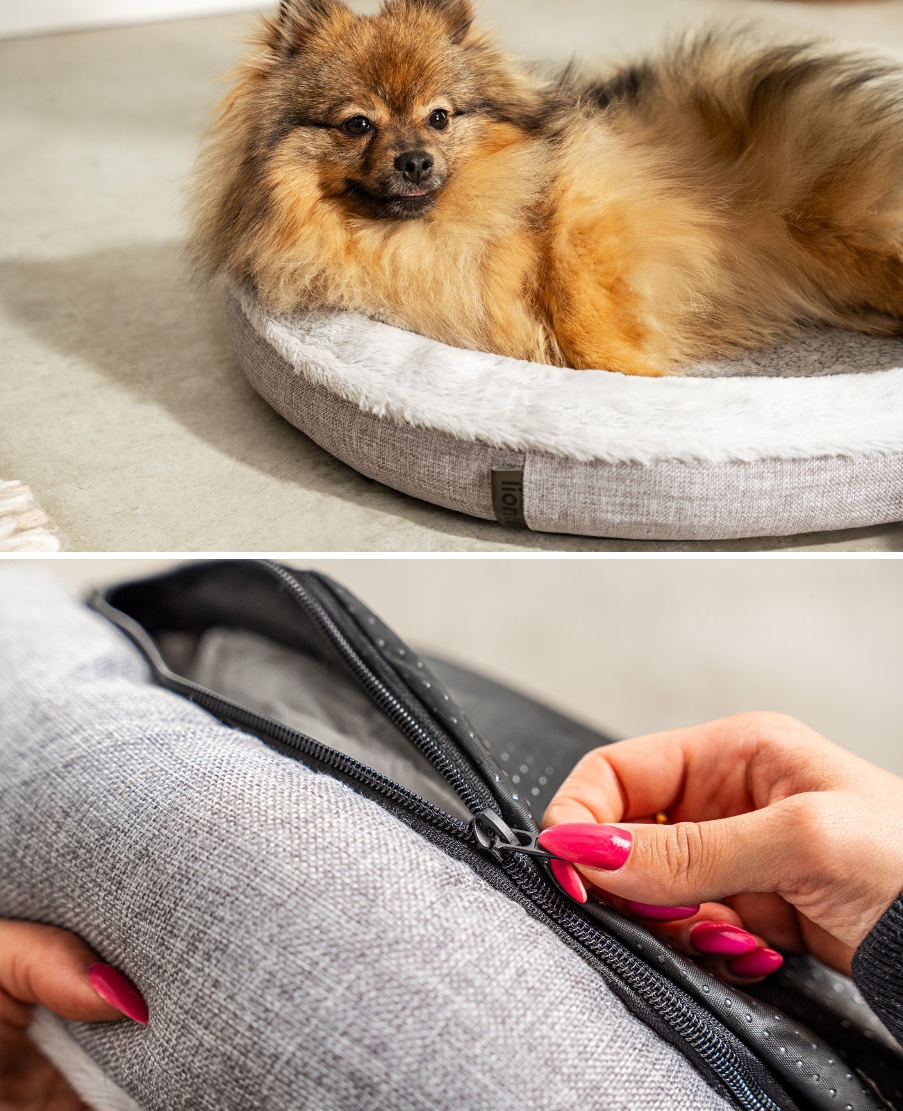 Rundes Heimtierbett, personalisiert