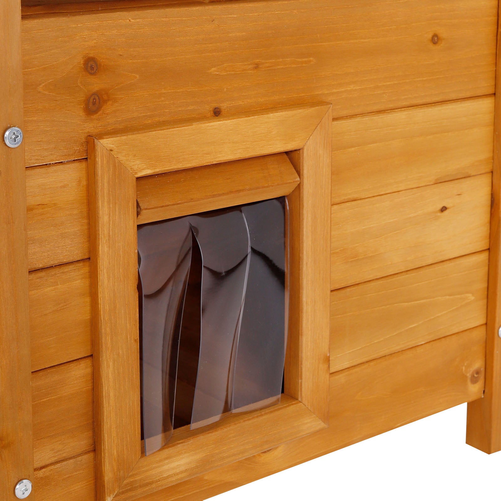 Katzenhaus aus Holz mit Terrasse & Treppe