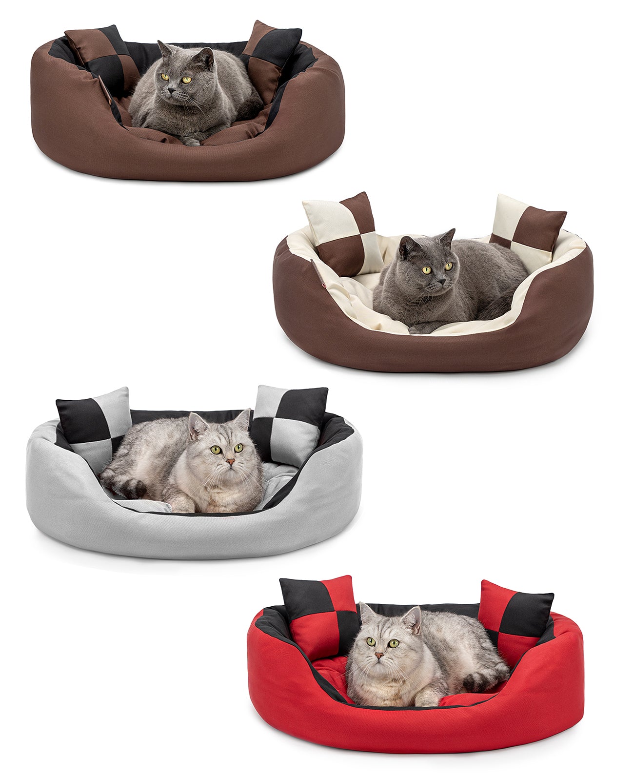 4-in-1 kattenbed met omkeerbaar kussen