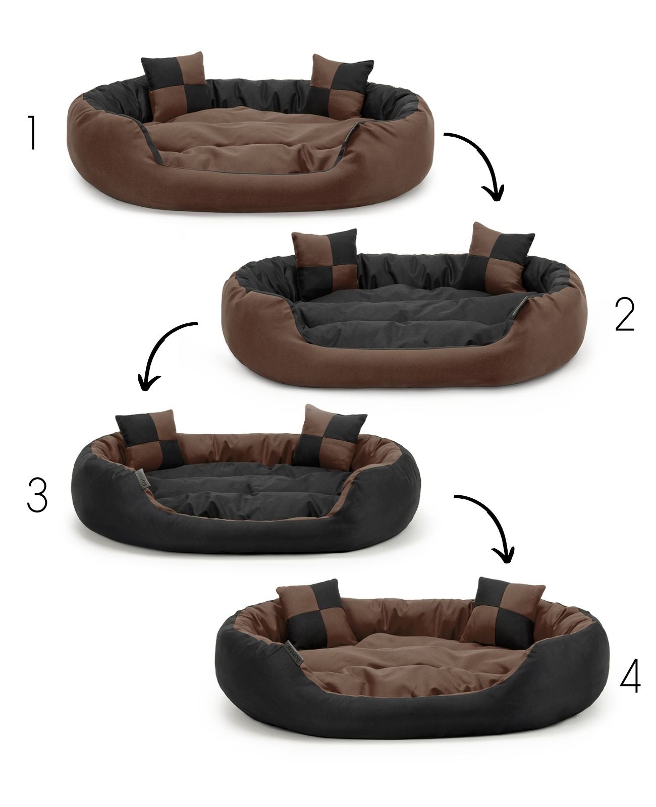 4-in-1 kattenbed met omkeerbaar kussen