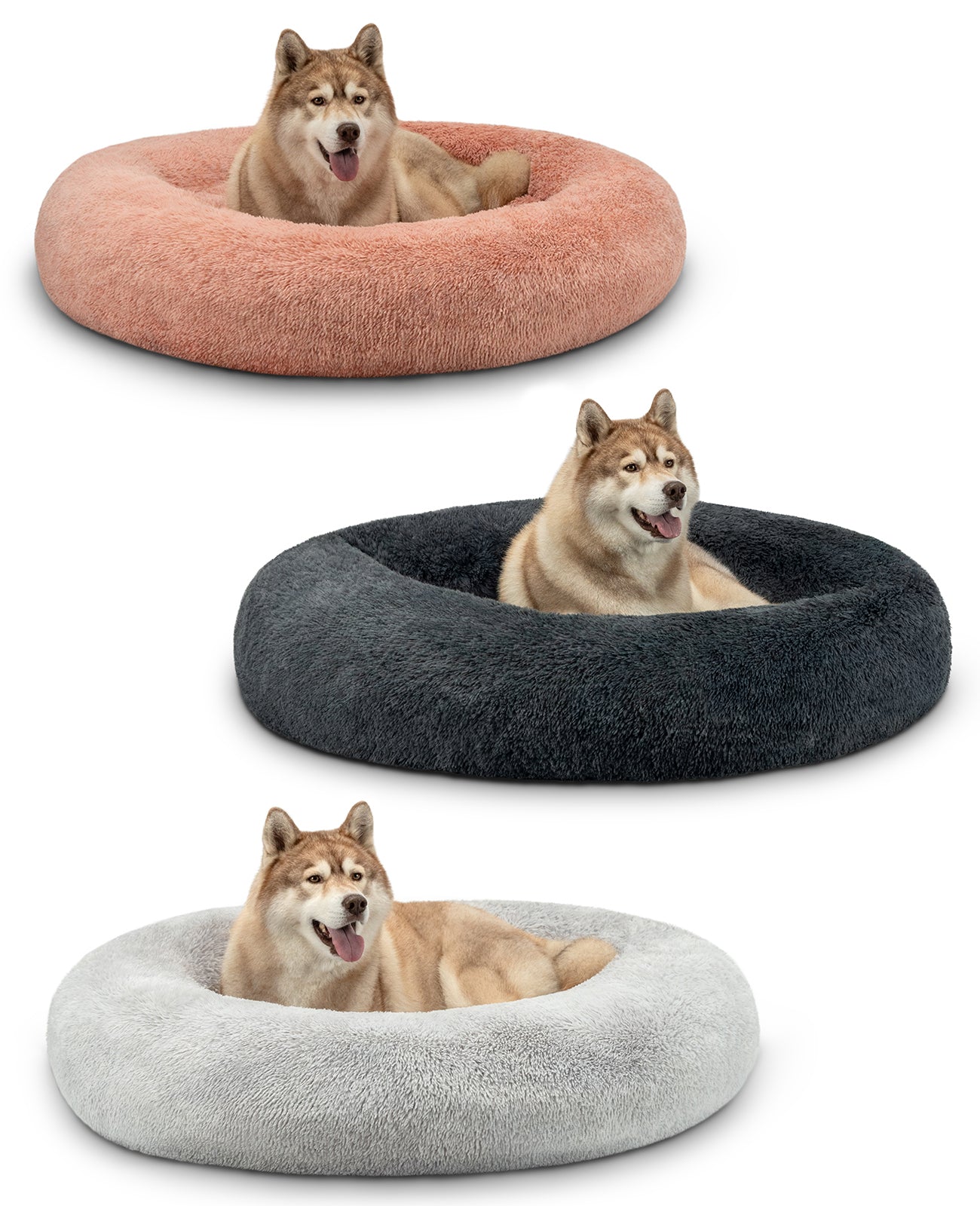 lionto Hondenmand rond hondenkussen hondensofa kattenmand donut maat & kleur naar keuze