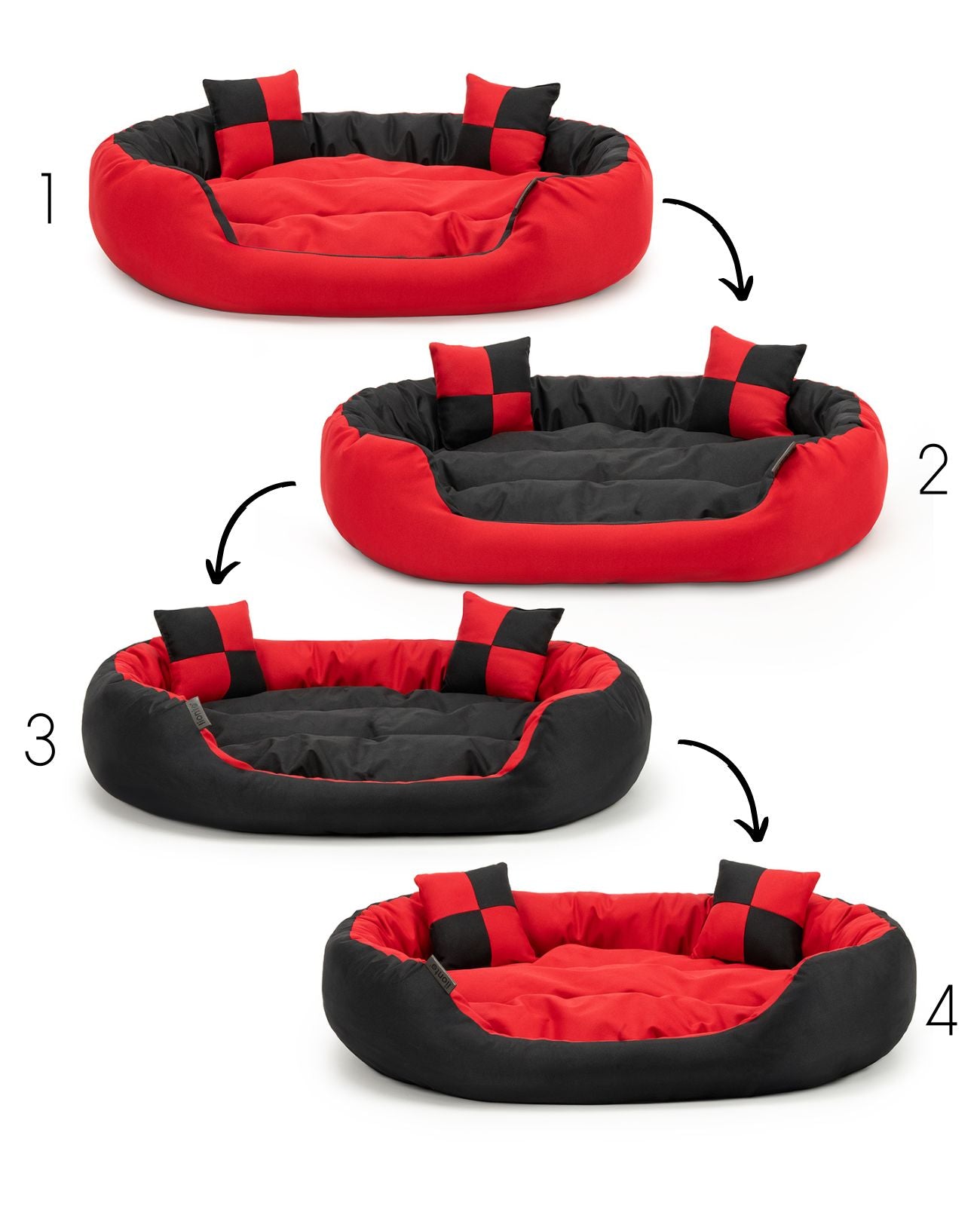 4-in-1 kattenbed met omkeerbaar kussen