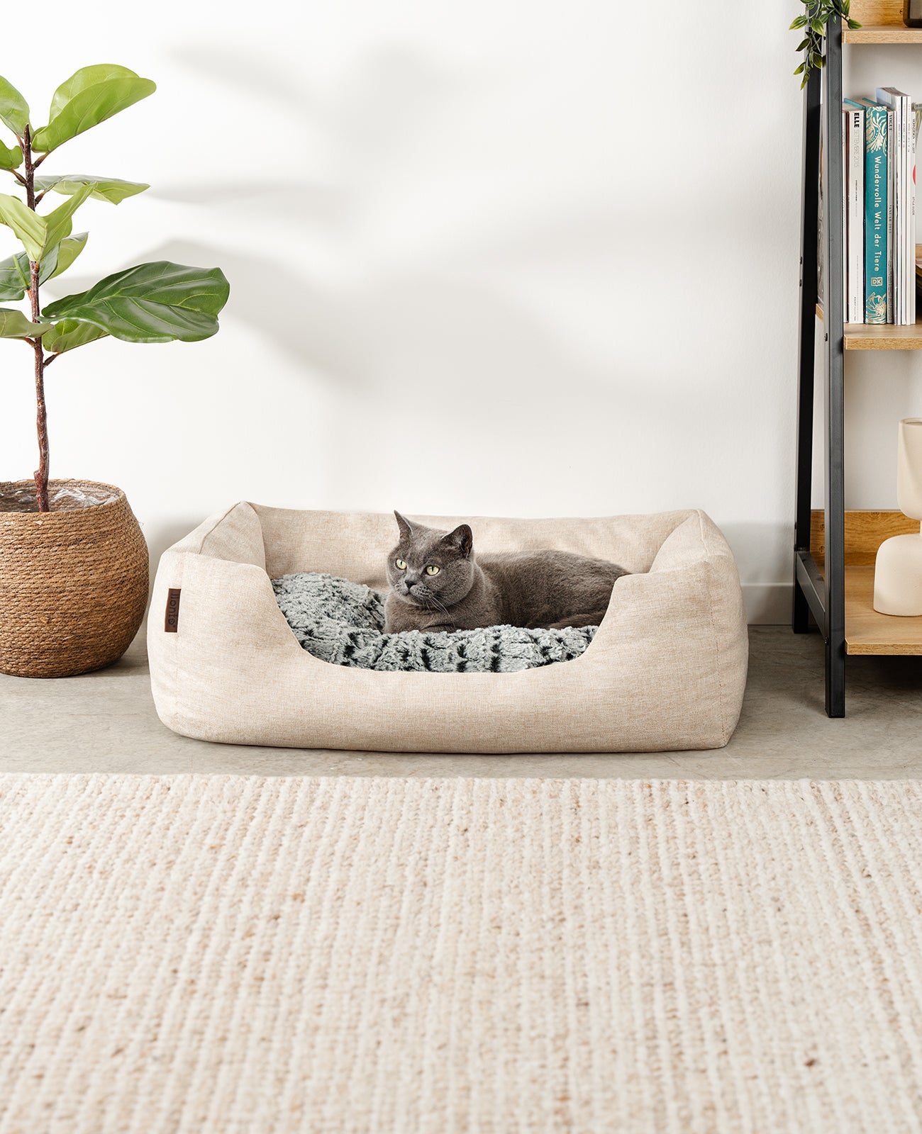 Kattenbed met omkeerbaar kussen & gevlekte buitenstof