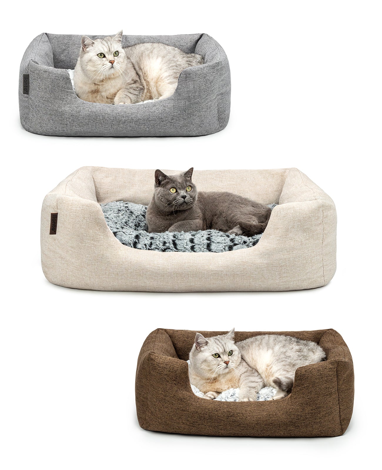 Kattenbed met omkeerbaar kussen & gevlekte buitenstof