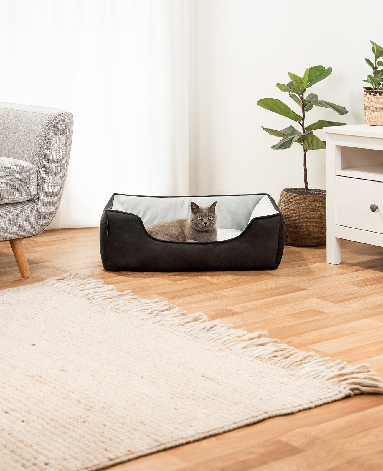 2-in-1 kattenbed in suèdelook