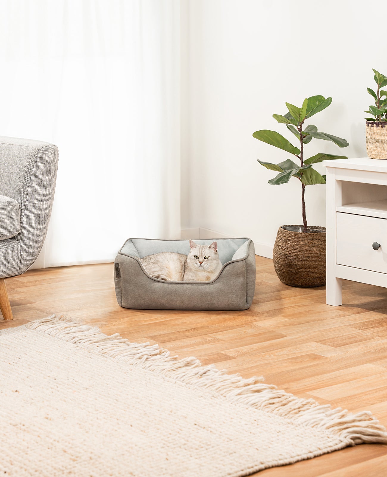 2-in-1 kattenbed in suèdelook