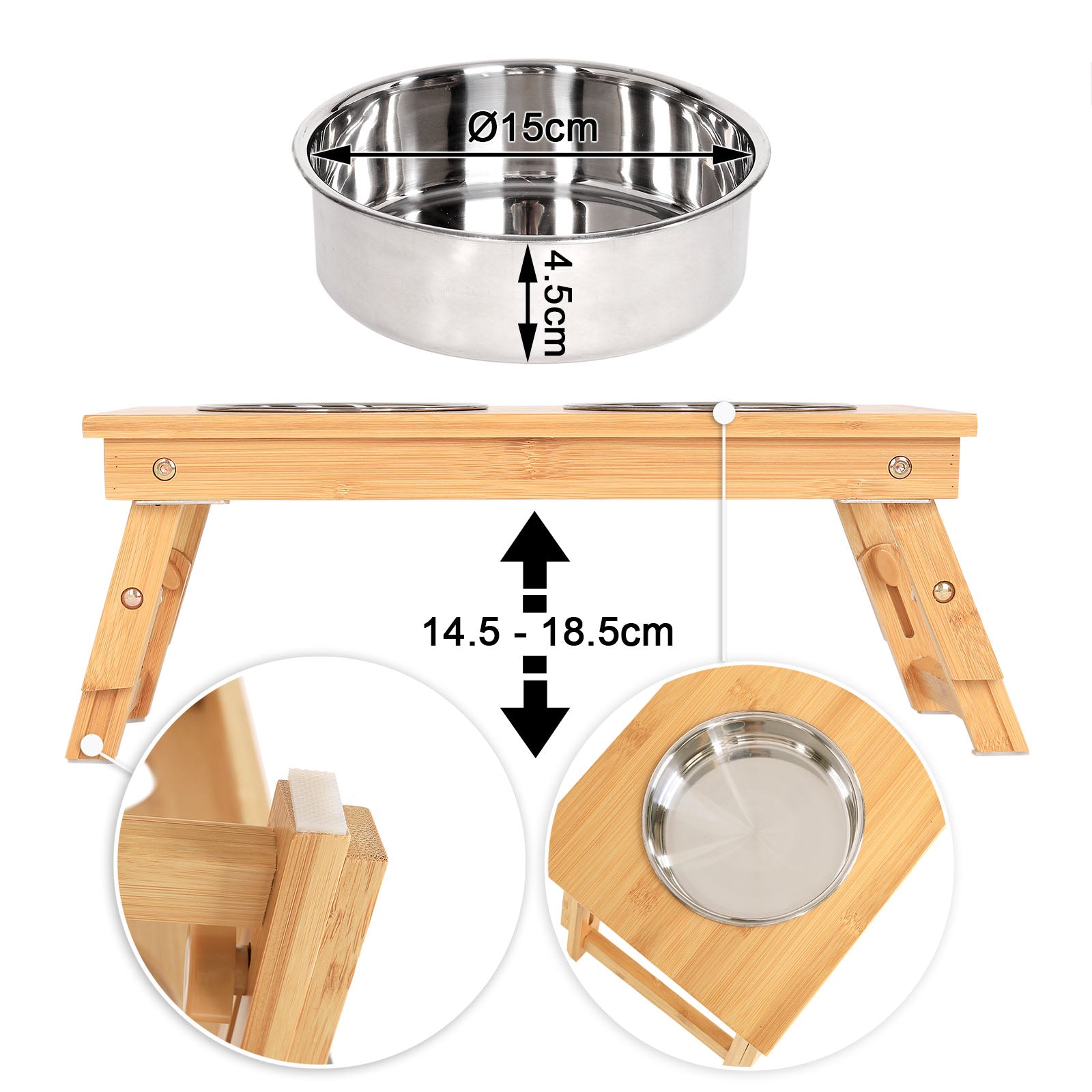 Voederstation voor katten met bamboeframe