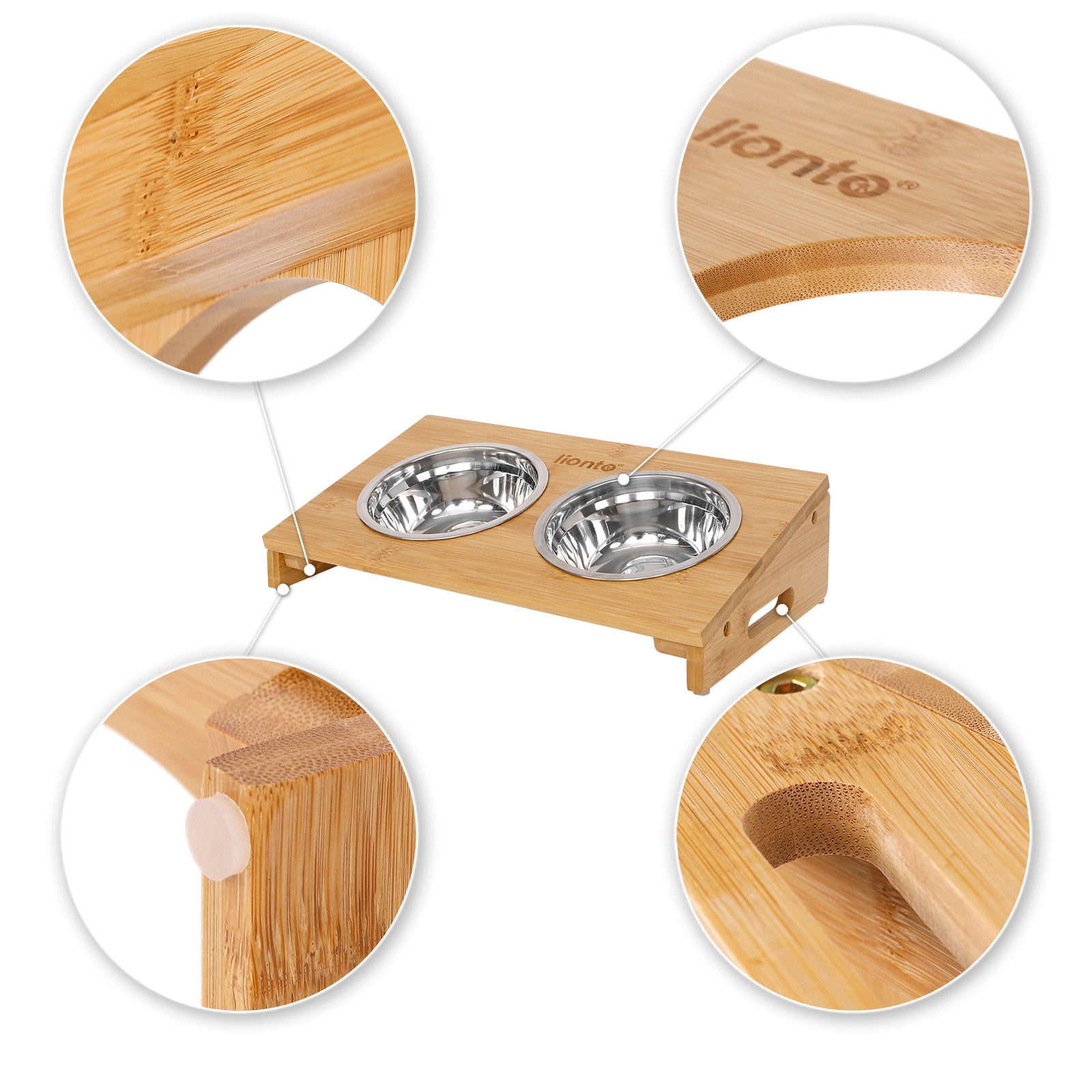 Verhoogde kattenbak met bamboe onderstel