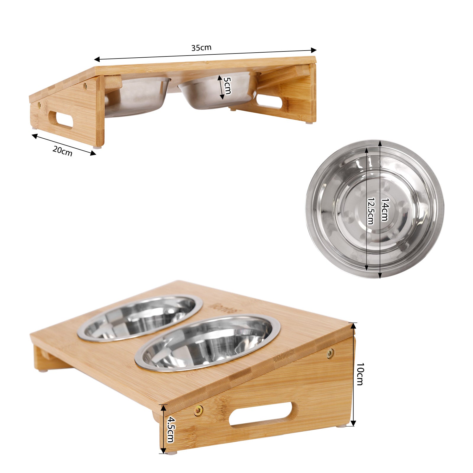 Verhoogde kattenbak met bamboe onderstel