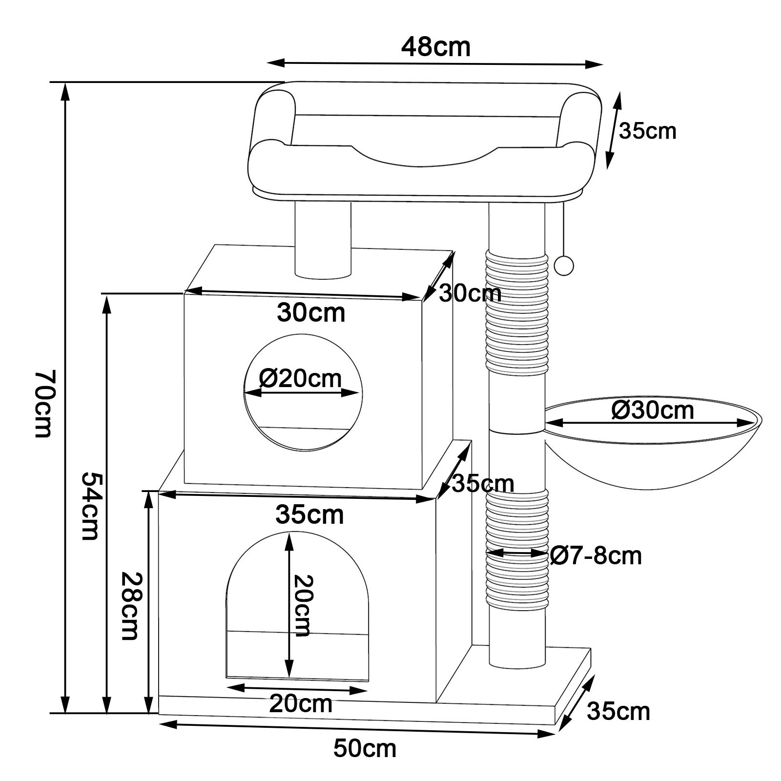 Katzenkratzbaum Höhe 70 cm