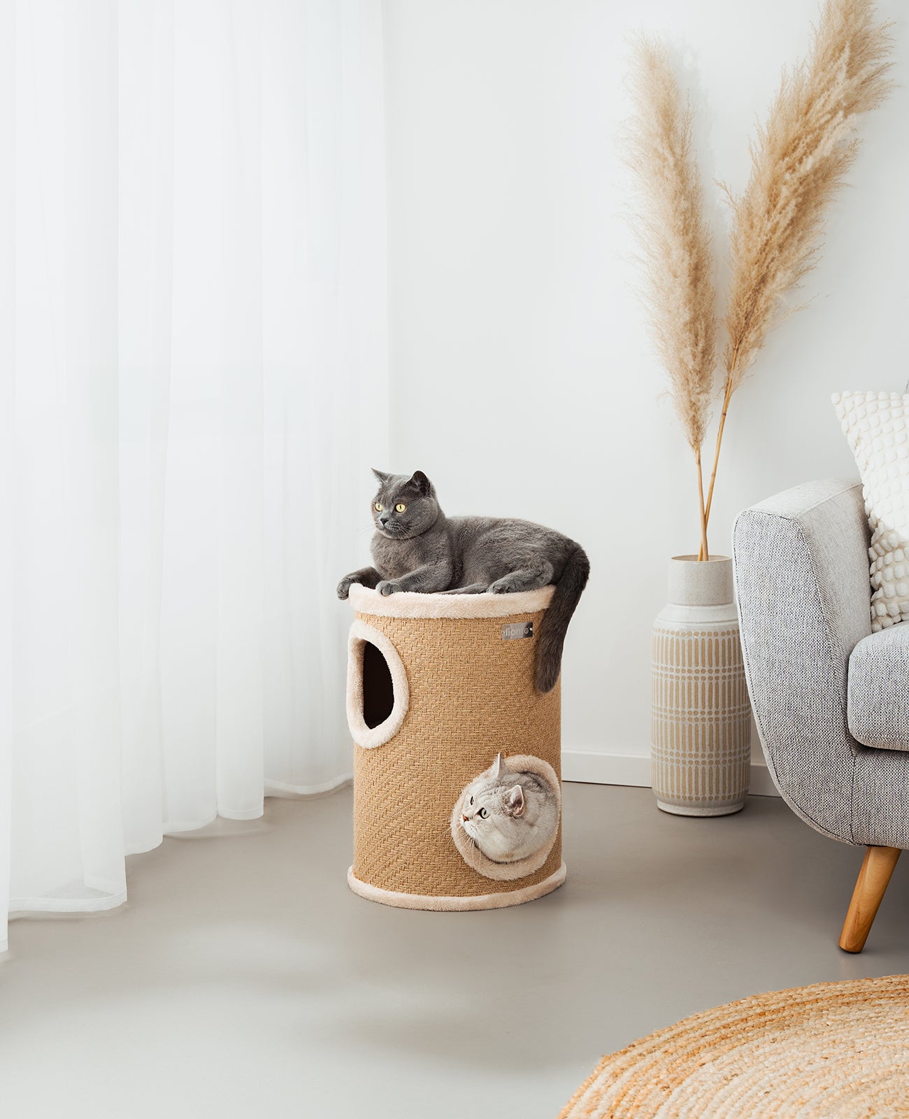 lionto Krabton van jute, speelbal en pluche rand, verschillende hoogtes