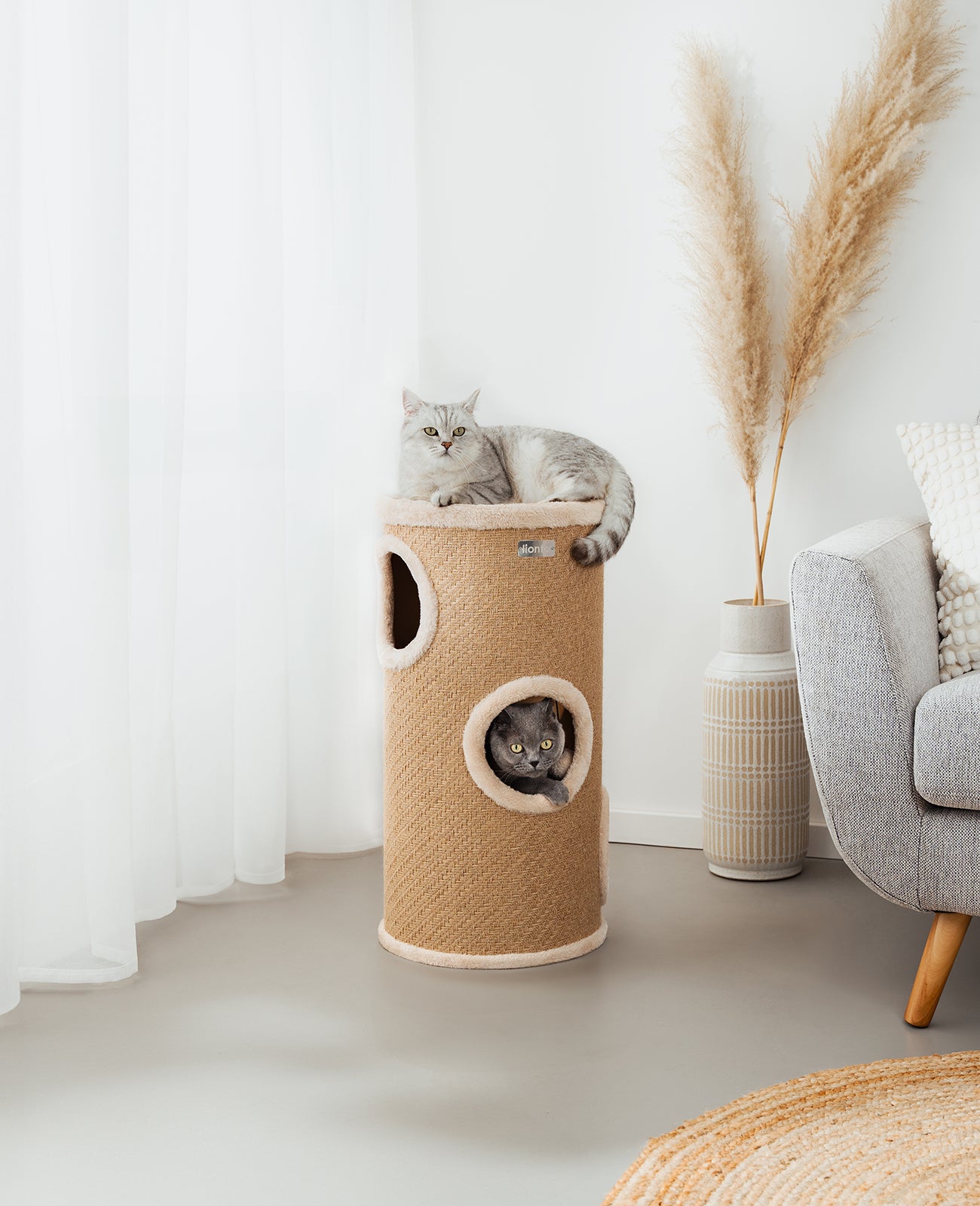 lionto Krabton van jute, speelbal en pluche rand, verschillende hoogtes