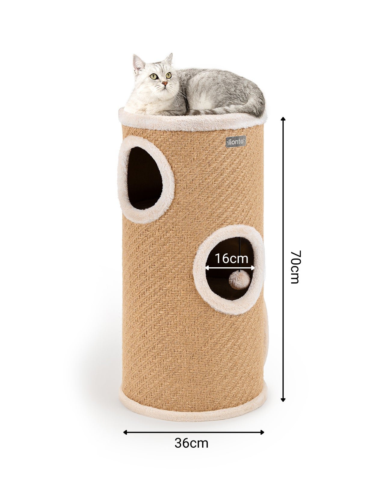 lionto Krabton van jute, speelbal en pluche rand, verschillende hoogtes