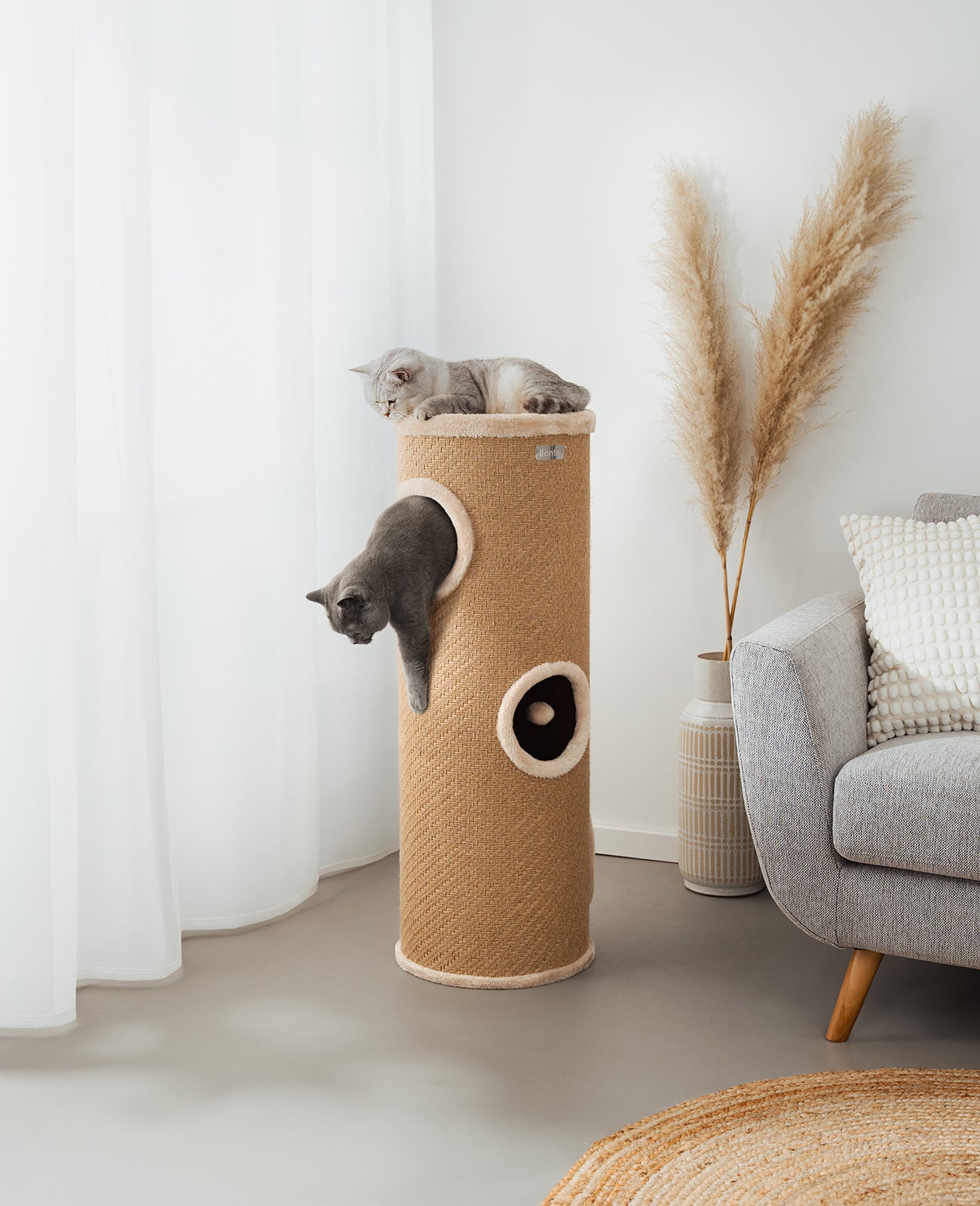 lionto Krabton van jute, speelbal en pluche rand, verschillende hoogtes