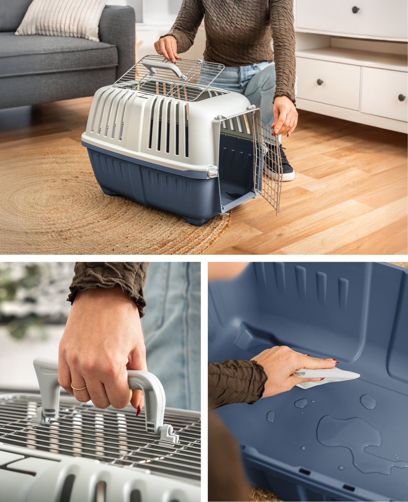 lionto Transportbox voor dieren met metalen deur, 58,5x35,5x40 cm