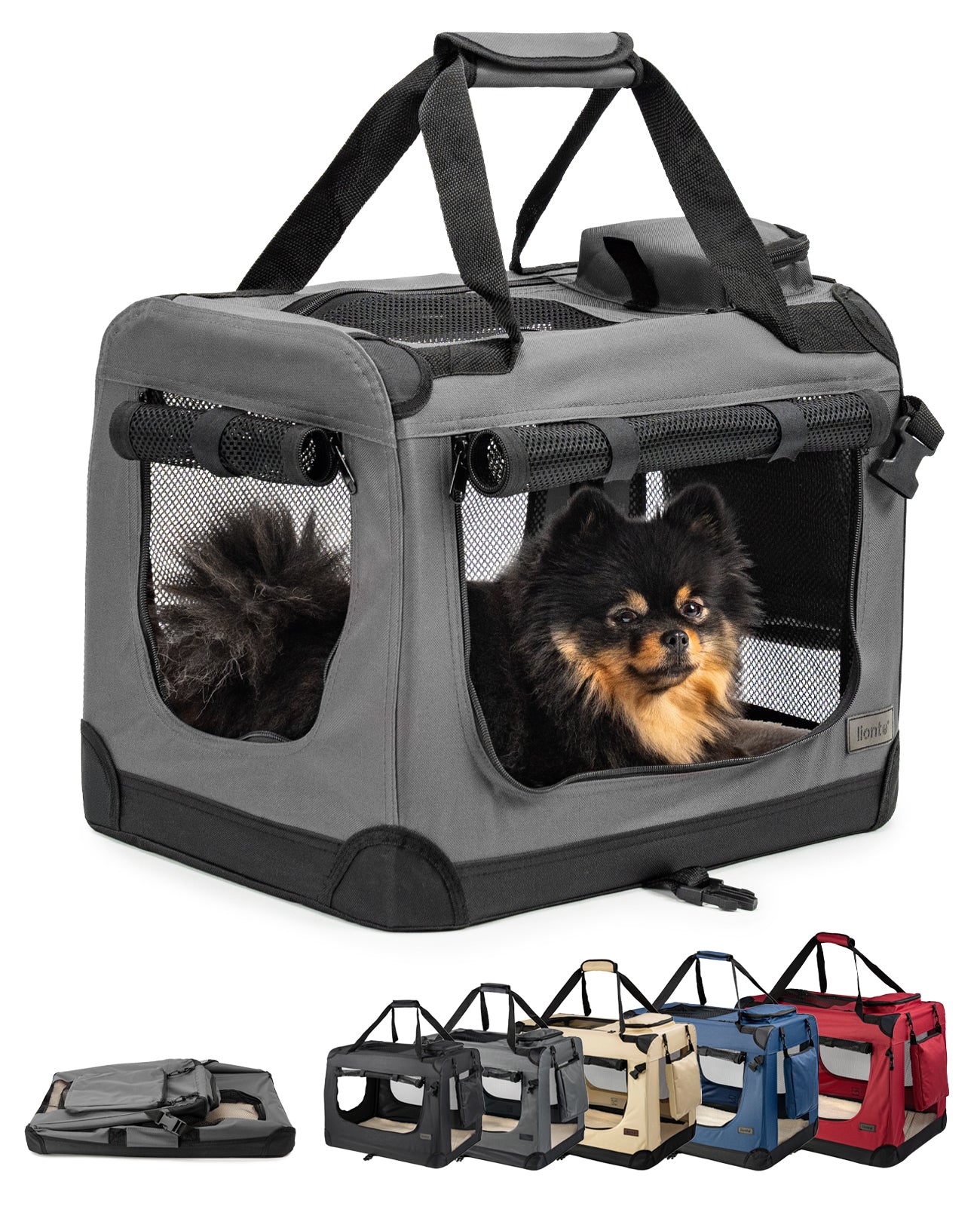 lionto Hondentransportbox hondzak opvouwbare hondentas verschillende maten kleur zwart