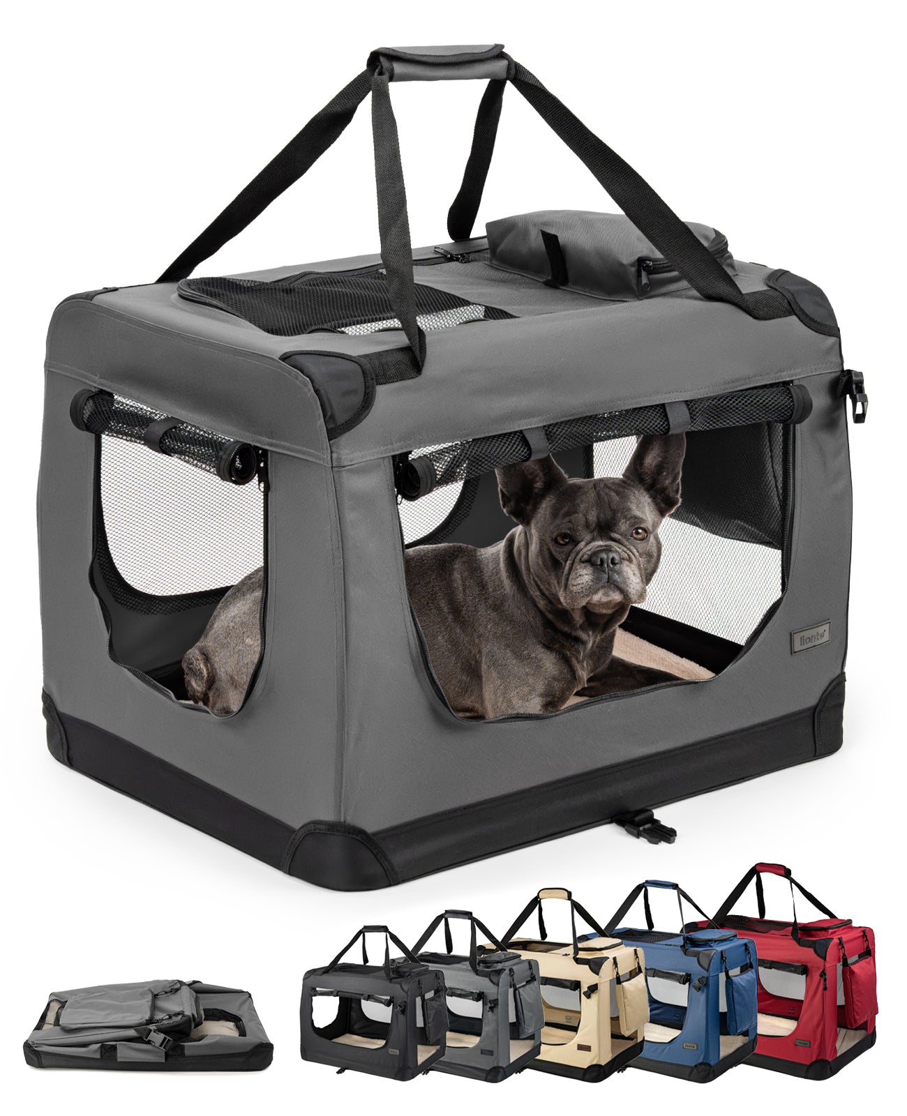 lionto Hondentransportbox hondzak opvouwbare hondentas verschillende maten kleur zwart