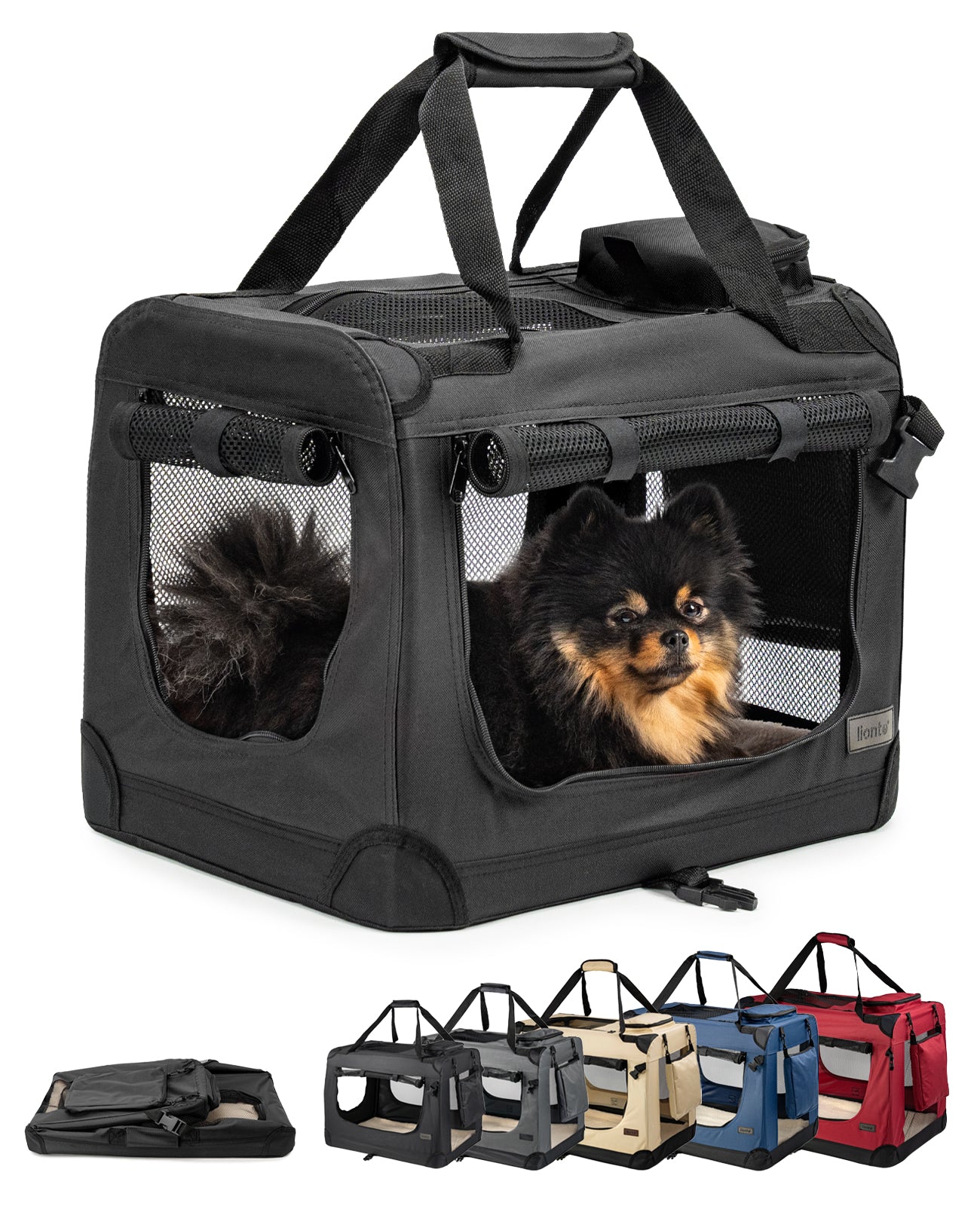 lionto Hondentransportbox hondzak opvouwbare hondentas verschillende maten kleur zwart