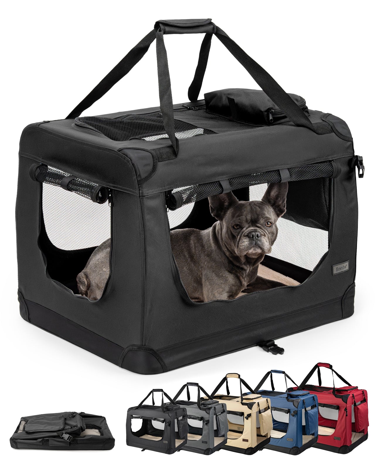 lionto Hondentransportbox hondzak opvouwbare hondentas verschillende maten kleur zwart