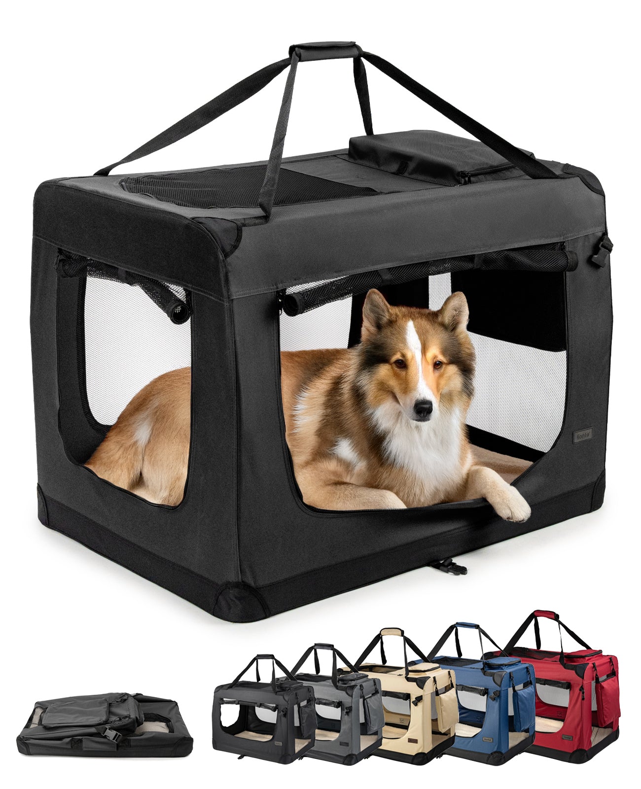 lionto Hondentransportbox hondzak opvouwbare hondentas verschillende maten kleur zwart