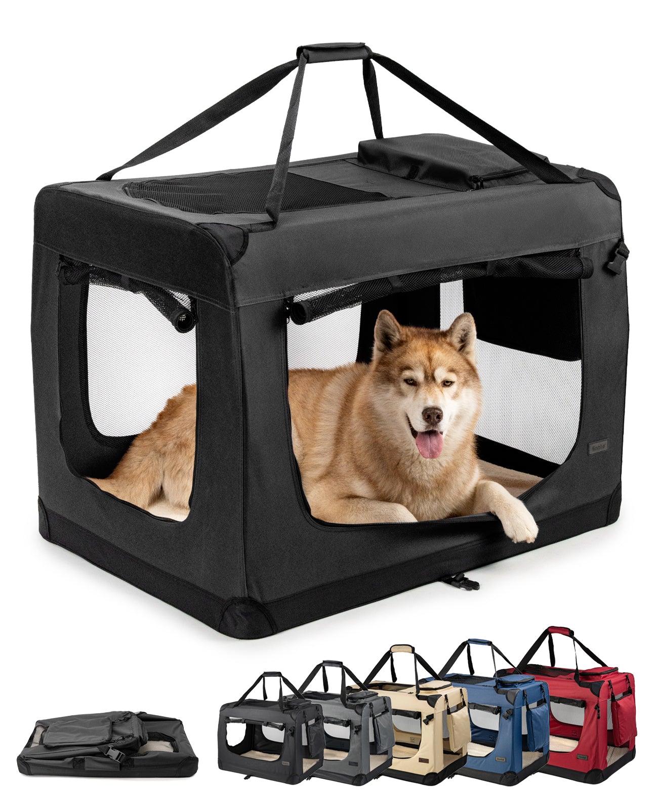 lionto Hondentransportbox hondzak opvouwbare hondentas verschillende maten kleur zwart