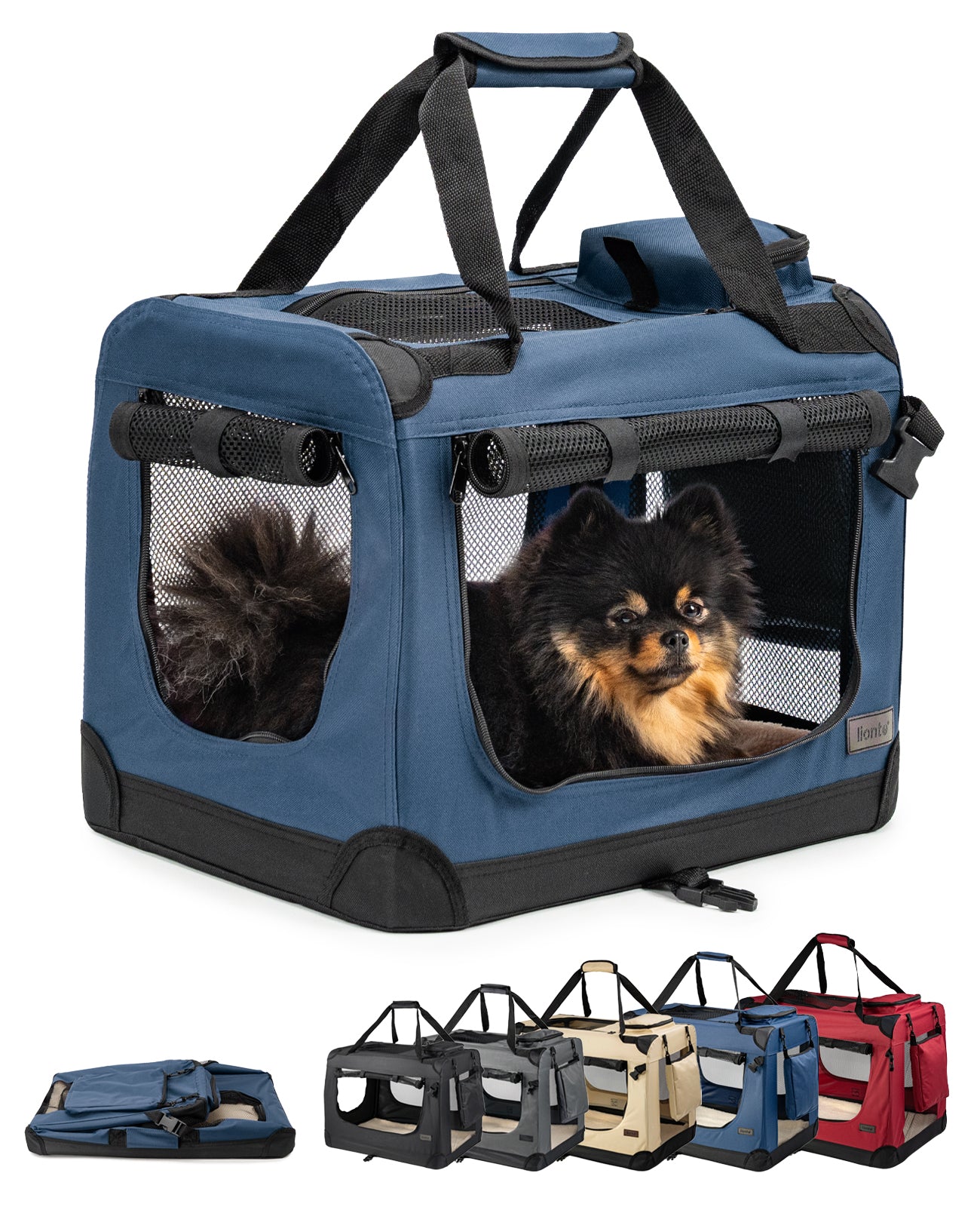 lionto Hondentransportbox hondzak opvouwbare hondentas verschillende maten kleur zwart