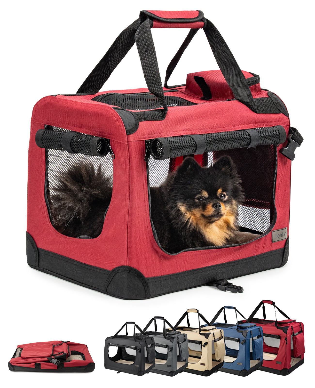 lionto Hondentransportbox hondzak opvouwbare hondentas verschillende maten kleur zwart