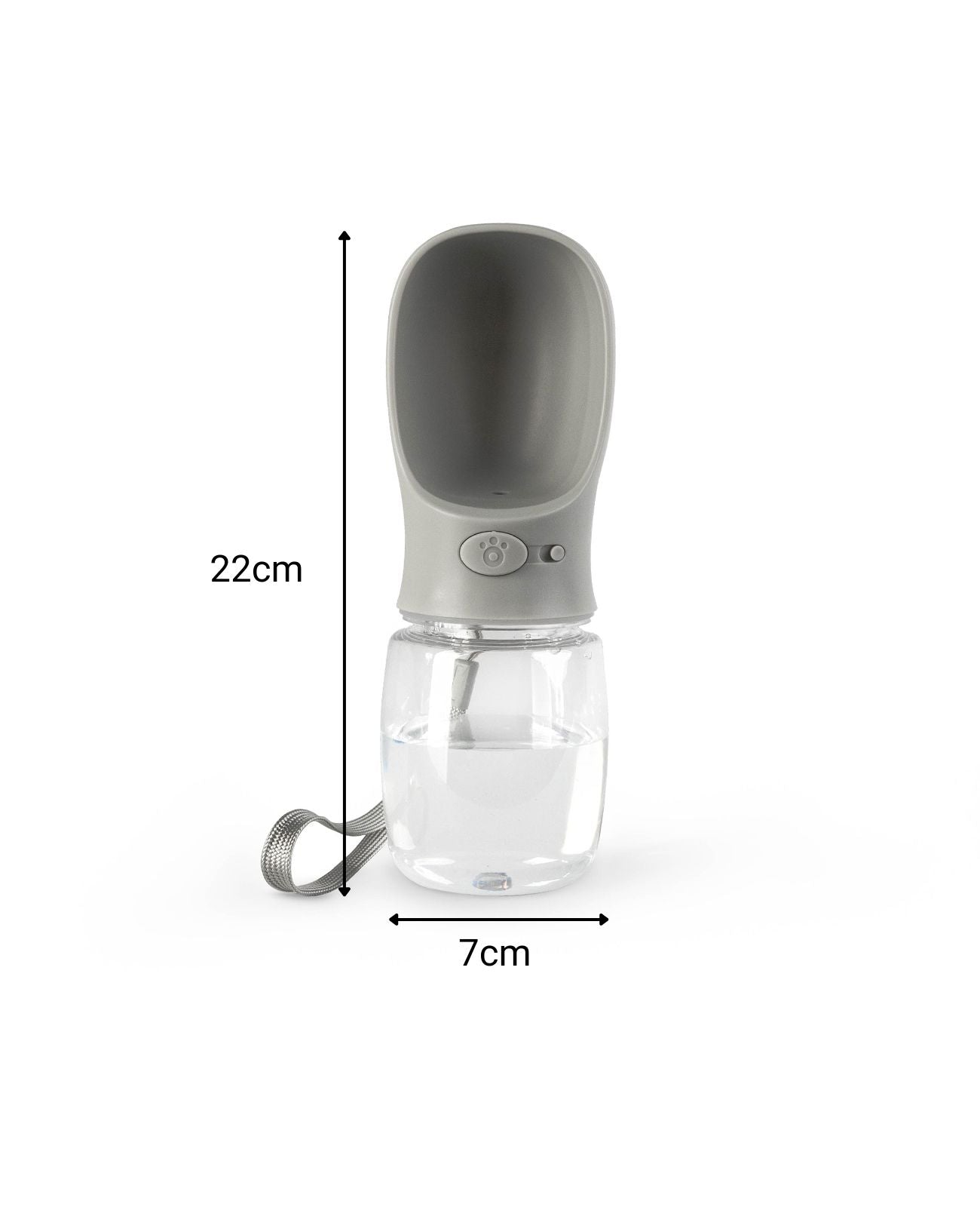 detaillierte Angabe aller Maße anhand der Trinkflasche