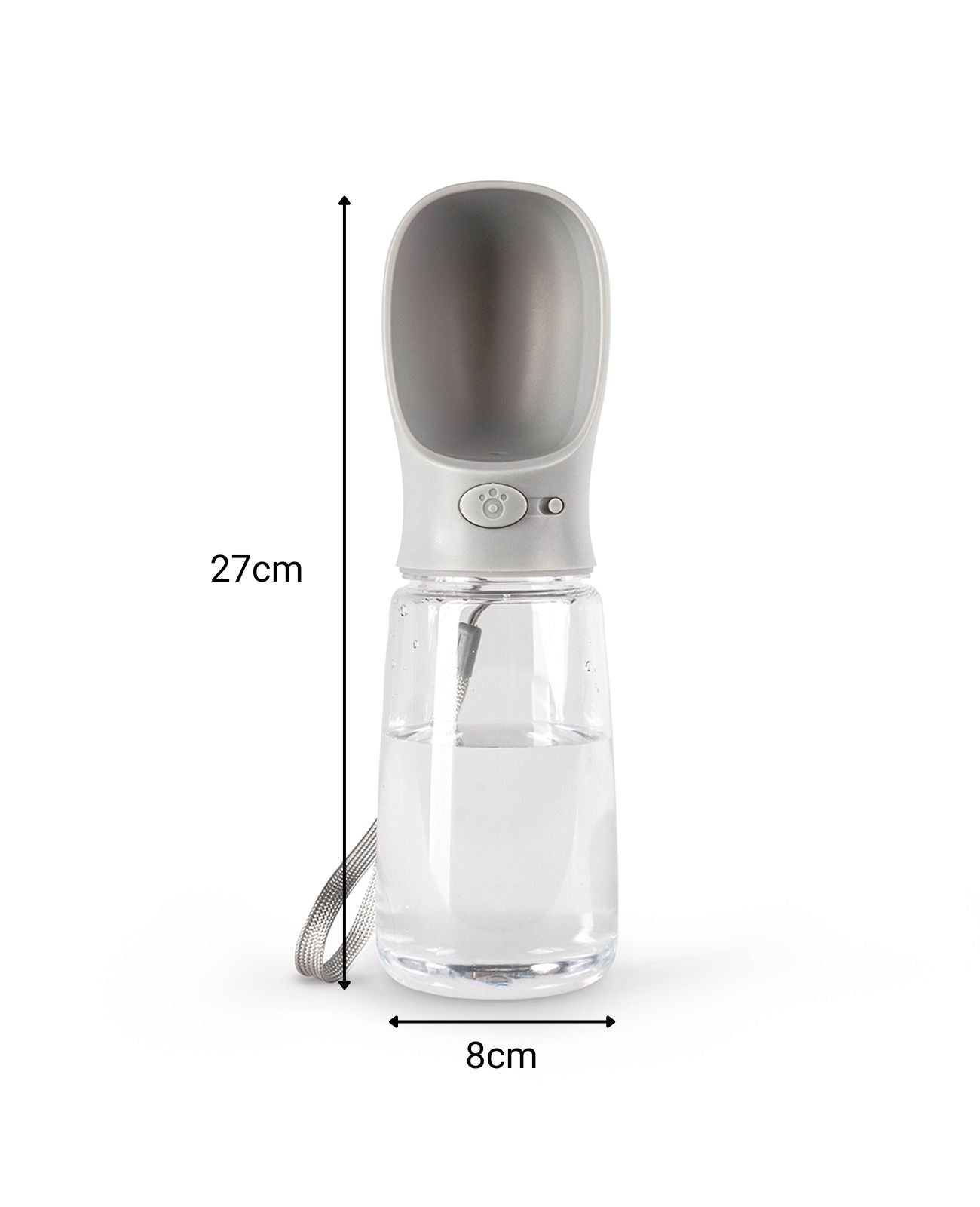 detaillierte Angabe aller Maße anhand der Trinkflasche