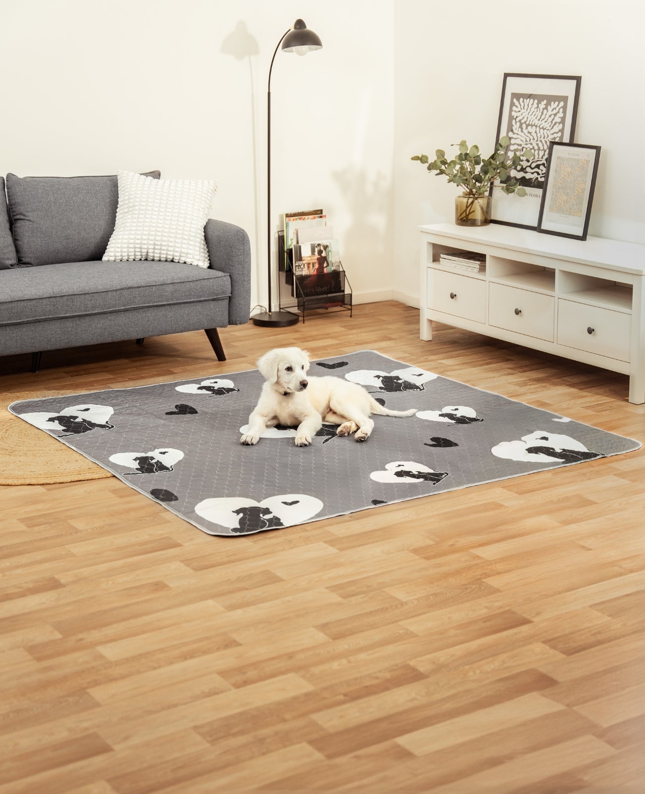 lionto herbruikbare Puppy pads 2-delige set, antislip, grijs