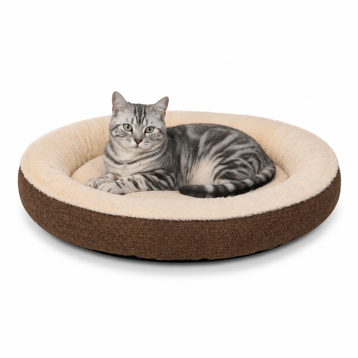 Kattenbed met pluche in donutvorm