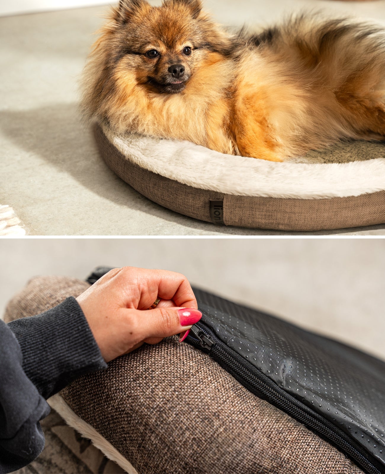 Rundes Heimtierbett, personalisiert