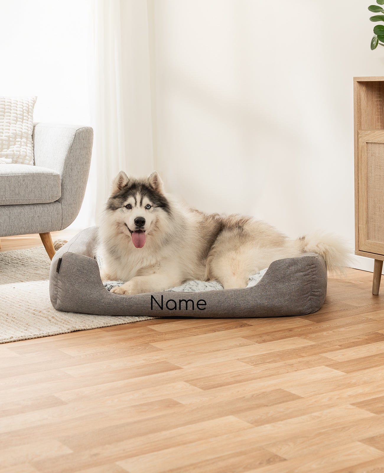 Heimtierbett mit Kuschelkissen, personalisiert