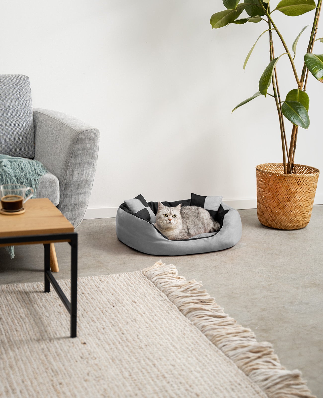 4-in-1 kattenbed met omkeerbaar kussen