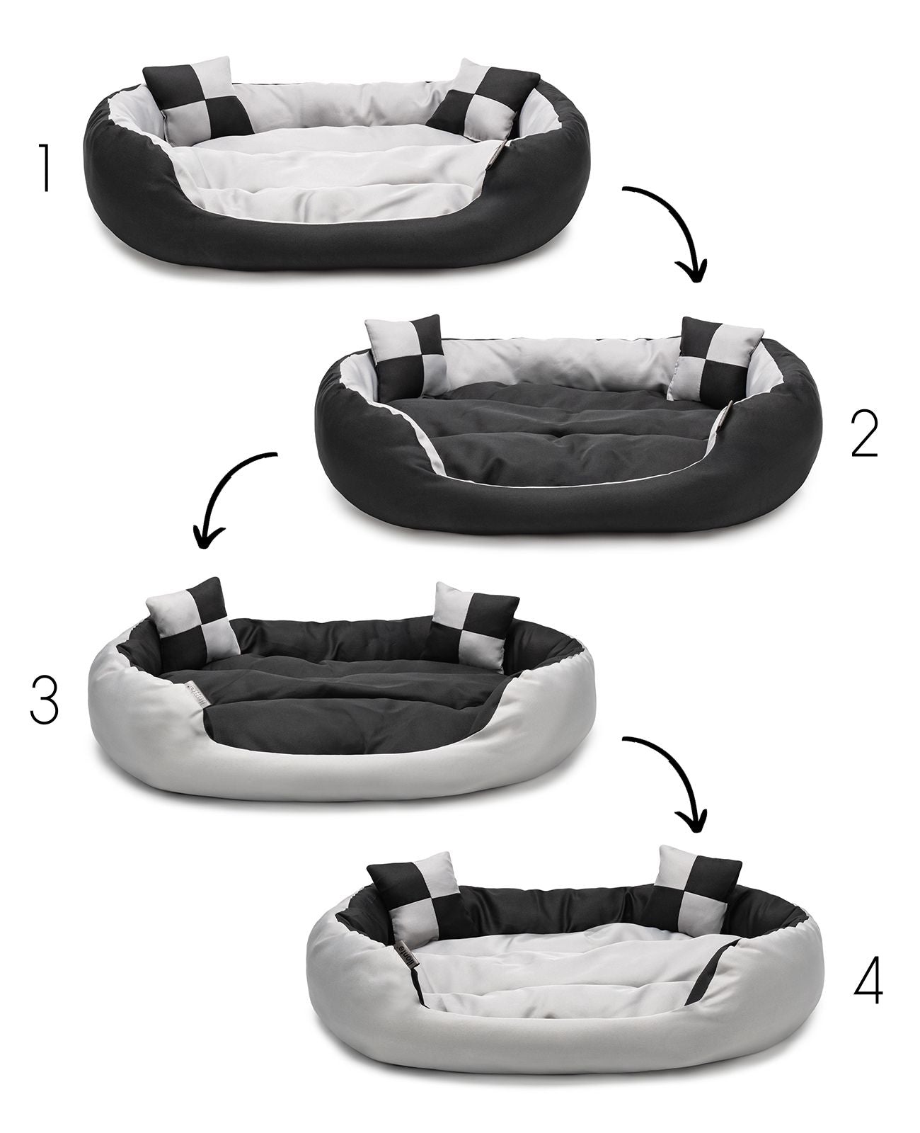 4-in-1 kattenbed met omkeerbaar kussen
