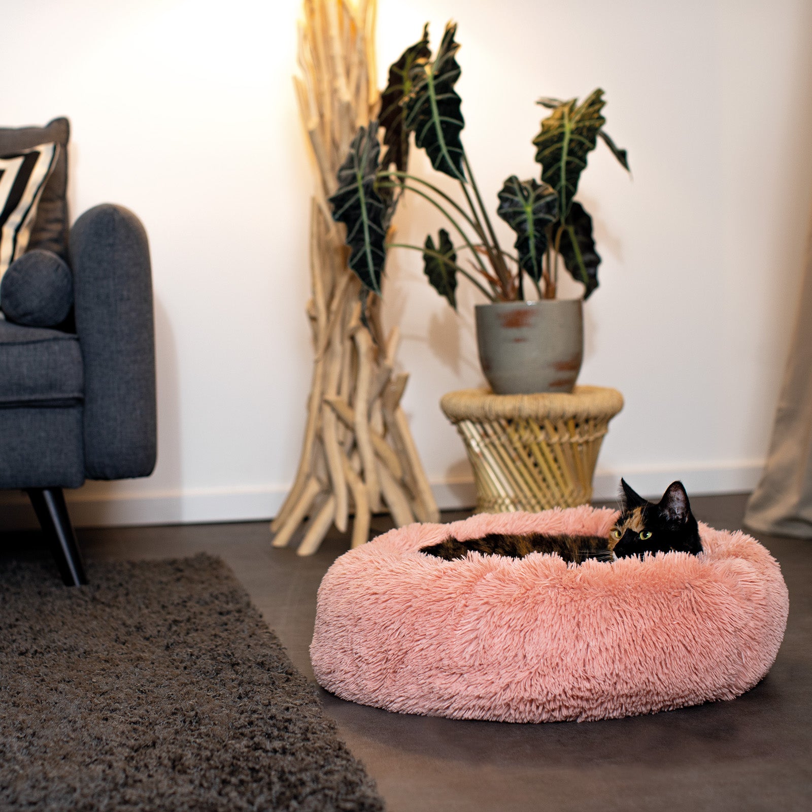 Hondenmand rond hondenkussen hondensofa kattenmand donut maat & kleur naar keuze