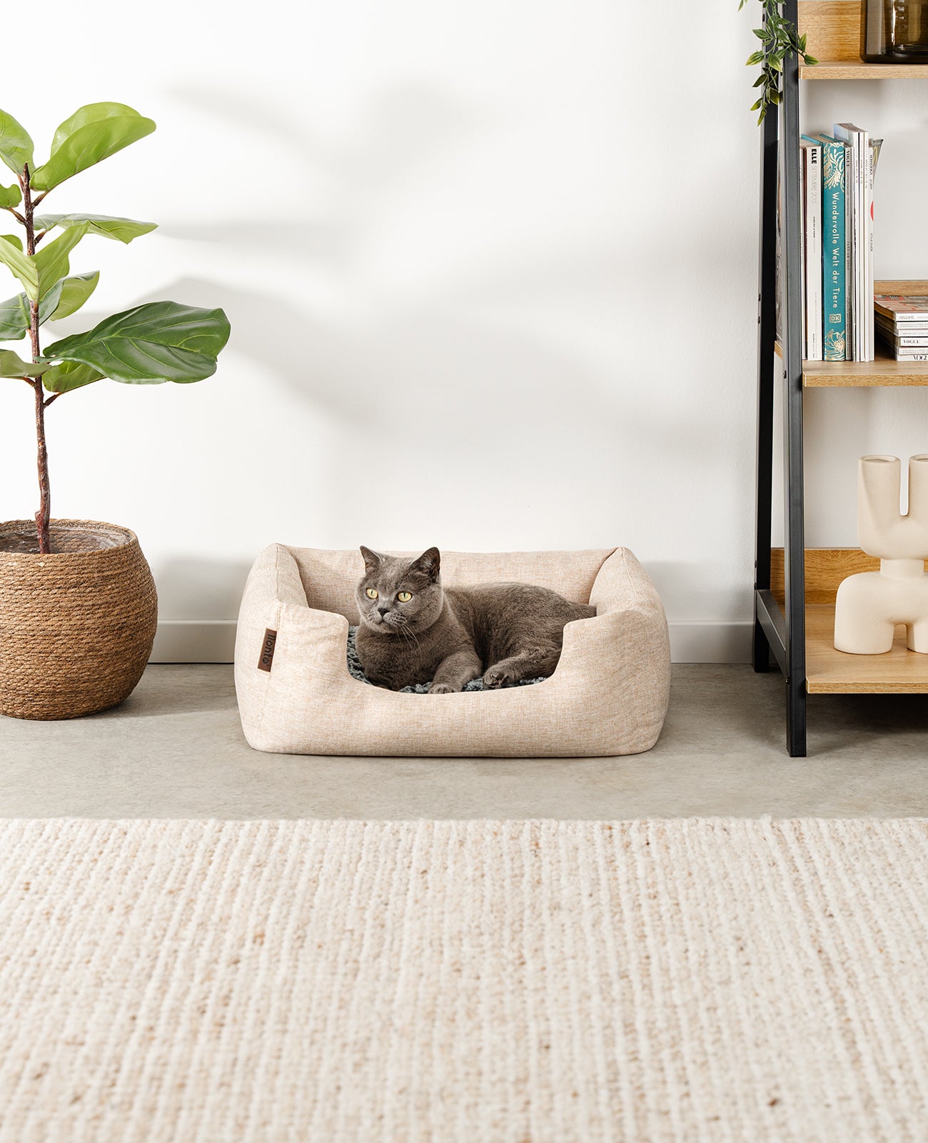 Kattenbed met omkeerbaar kussen & gevlekte buitenstof