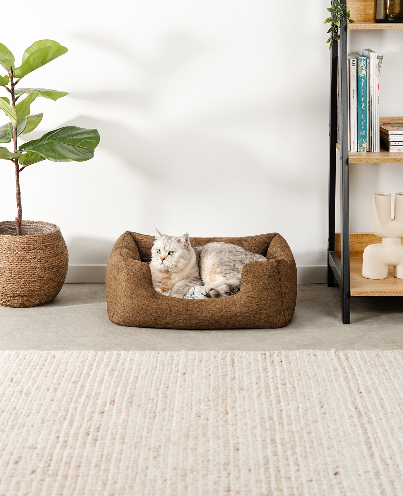 Kattenbed met omkeerbaar kussen & gevlekte buitenstof
