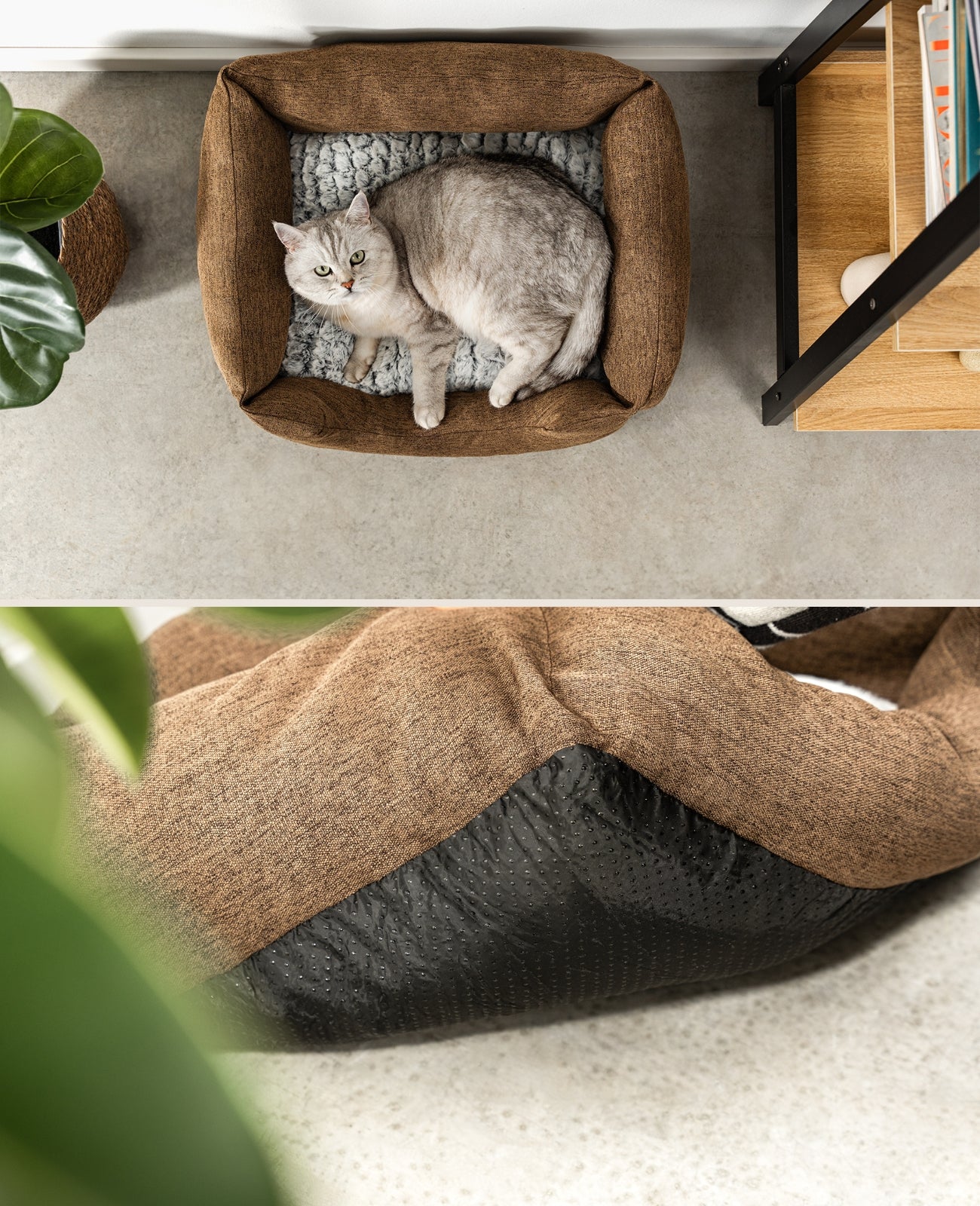Kattenbed met omkeerbaar kussen & gevlekte buitenstof