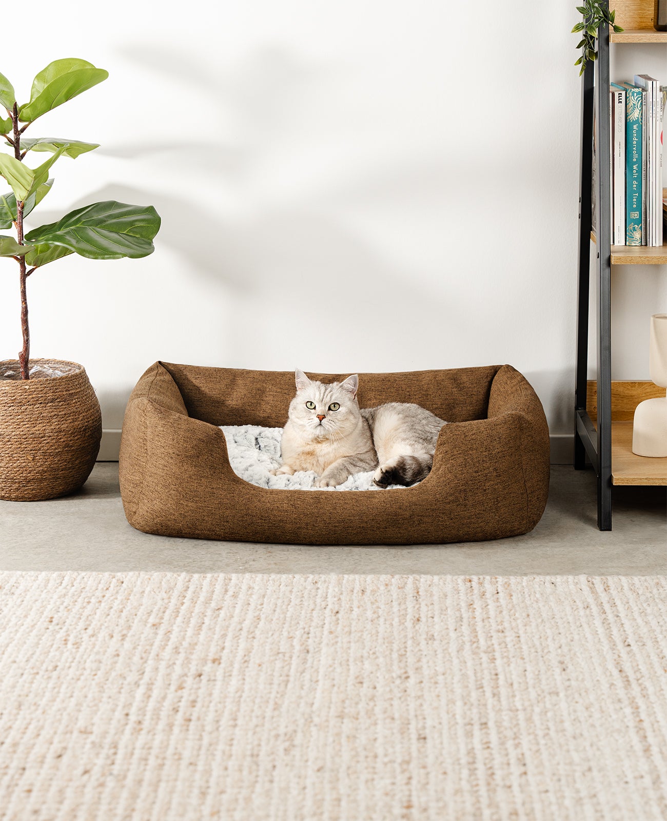 Kattenbed met omkeerbaar kussen & gevlekte buitenstof