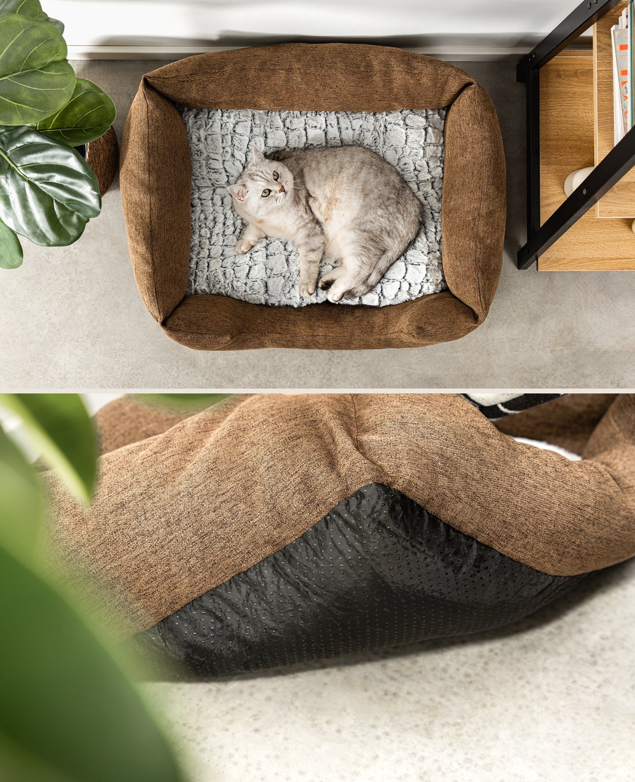 Kattenbed met omkeerbaar kussen & gevlekte buitenstof