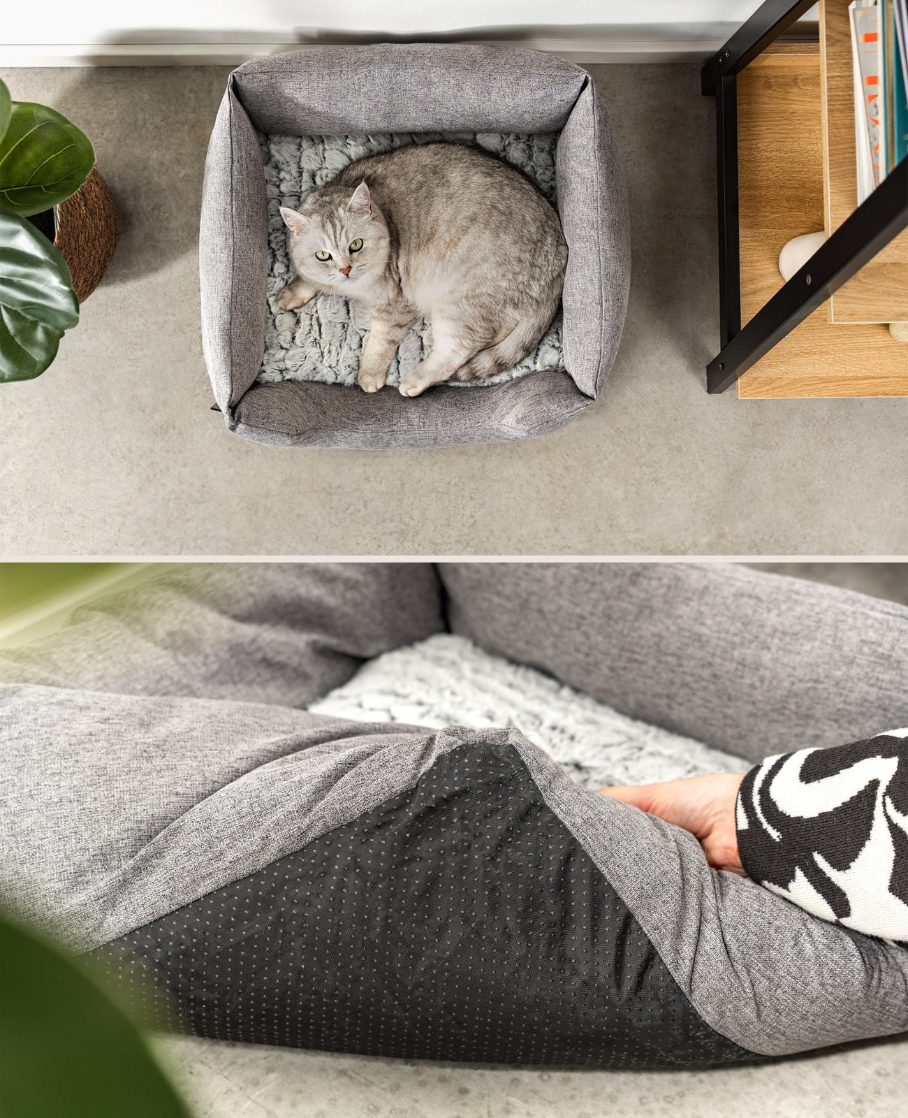 Kattenbed met omkeerbaar kussen & gevlekte buitenstof