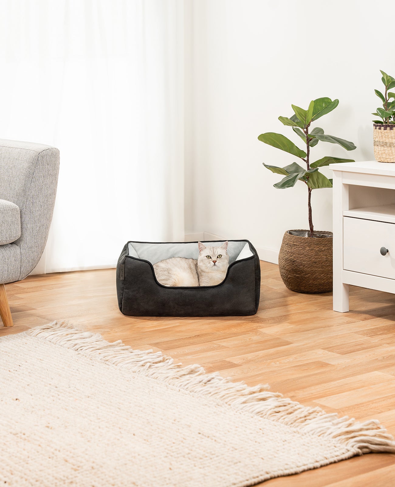 2-in-1 kattenbed in suèdelook