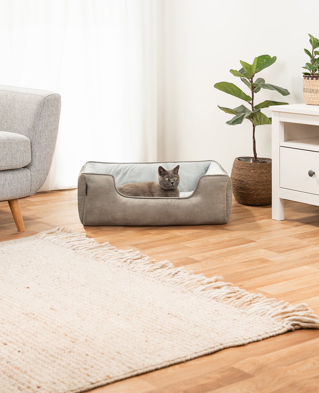 2-in-1 kattenbed in suèdelook