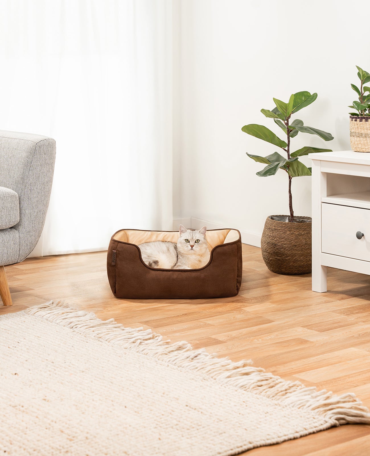 2-in-1 kattenbed in suèdelook