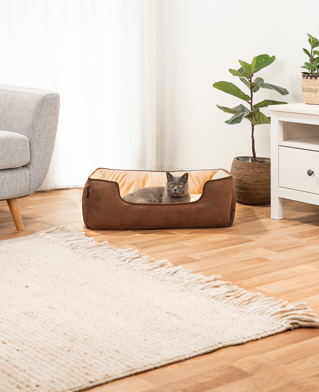 2-in-1 kattenbed in suèdelook