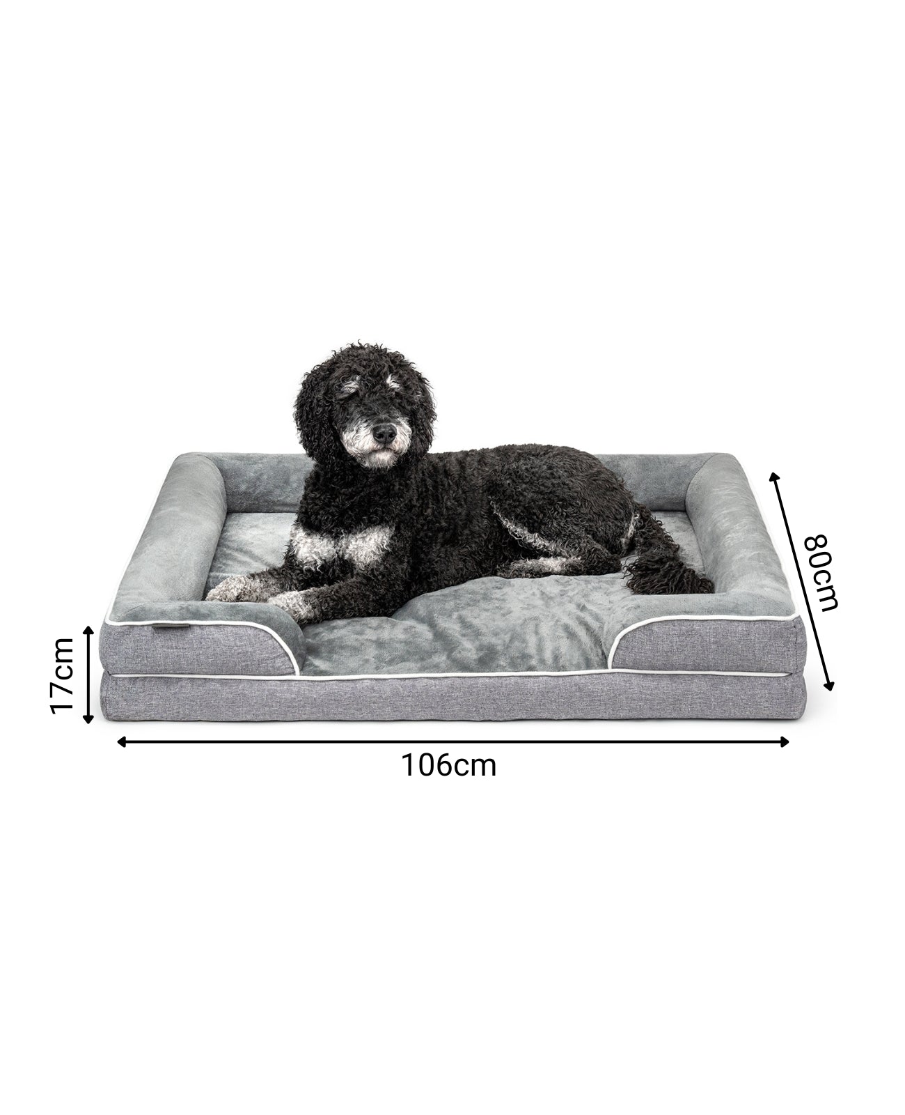 Orthopädisches Hundebett mit erhöhtem Rand, rutschfest