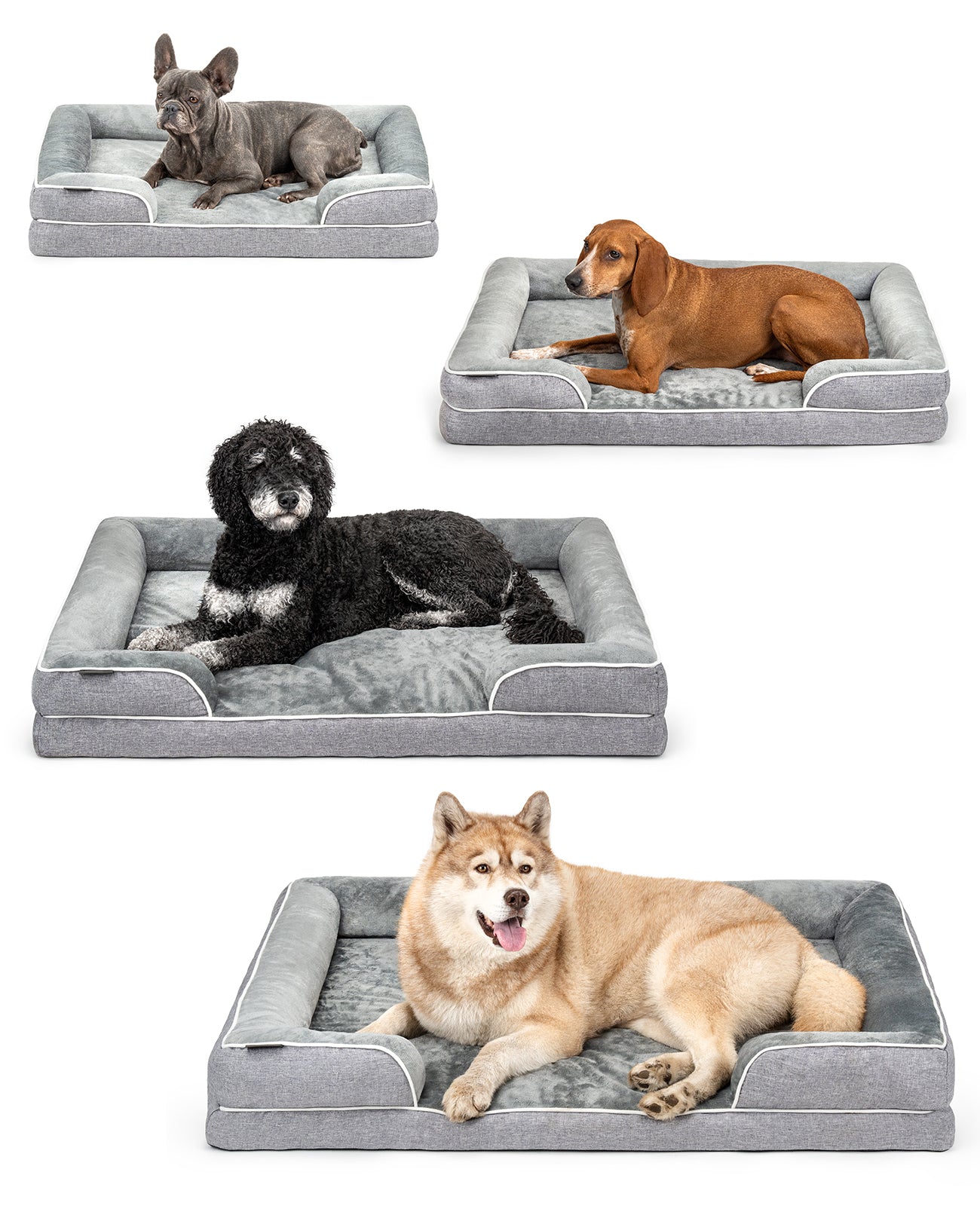 Orthopädisches Hundebett mit erhöhtem Rand, rutschfest