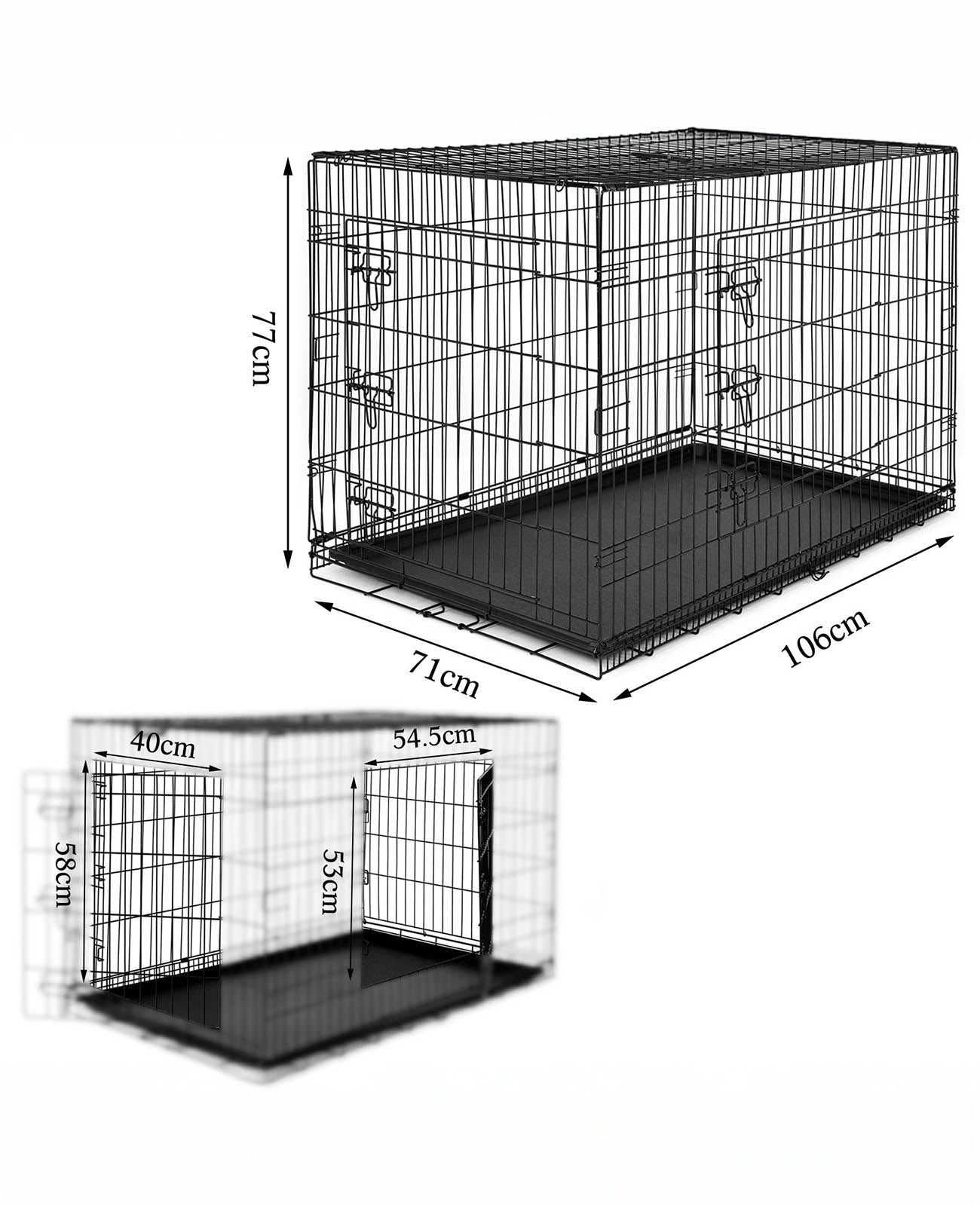 Hundetransportkäfig mit Bodenwanne