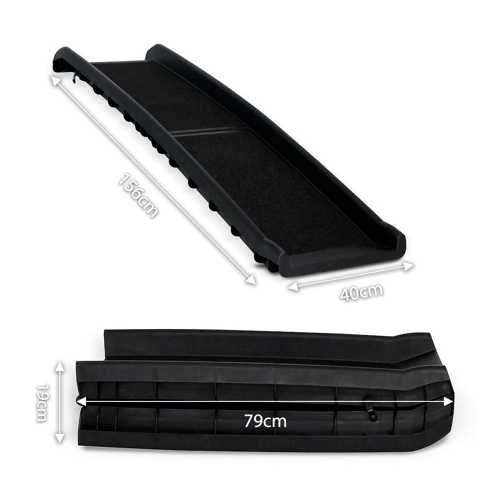 detaillierte Angabe aller Maße anhand der Hunderampe